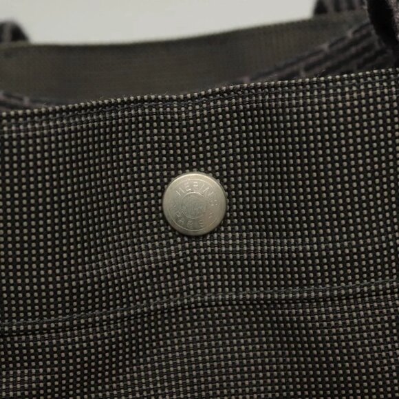 HERMES Her Line MM Hand Bag Canvas Gray Auth 129004 - Picture 12 of 16